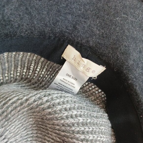 Hinge Knitted 100% Wool Fedora Hat Gray Black One Size Casual Boho Chic main image 8
